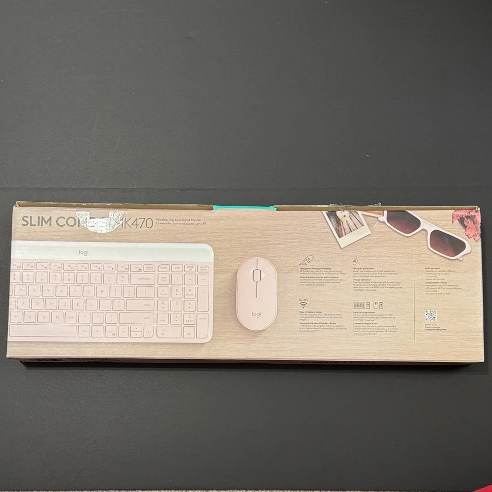 Logitech Slim Combo MK470 Wireless Keyboard and Mouse - Pink and White - Picture 3 of 3